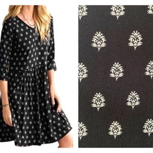 Garnet Hill Floral V-Neck 3/4" Sleeves Drop Waist Relax Fit Size 6 #04
